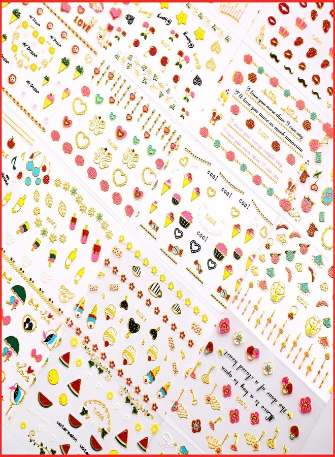 SPLOCUDU 30 Sheets Valentine's Day Nail Art Stickers Red Heart Nail Decals 3D Self-Adhesive Rose Lip Kiss Nail Supplies DIY Acrylic Nails Decoration Accessories for Women and Girls - Image 4